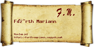 Fürth Mariann névjegykártya