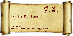 Fürth Mariann névjegykártya